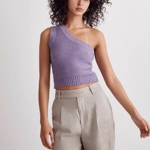 Madewell Women’s PurpleTextural-Knit One-Shoulder Sweater Crop Tank, Size XL